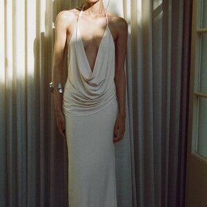 ZARA NWT LONG DRAPED MIDI HALTER DRESS  - Bloggers Fav